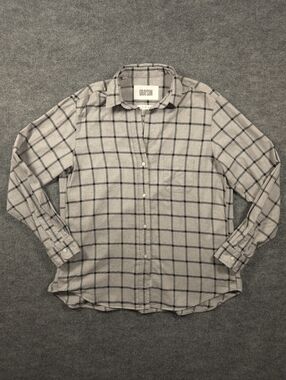 GRAYSON THE HERO Women's 03 M Gray Black Windowpane Plaid Button Down Shirt